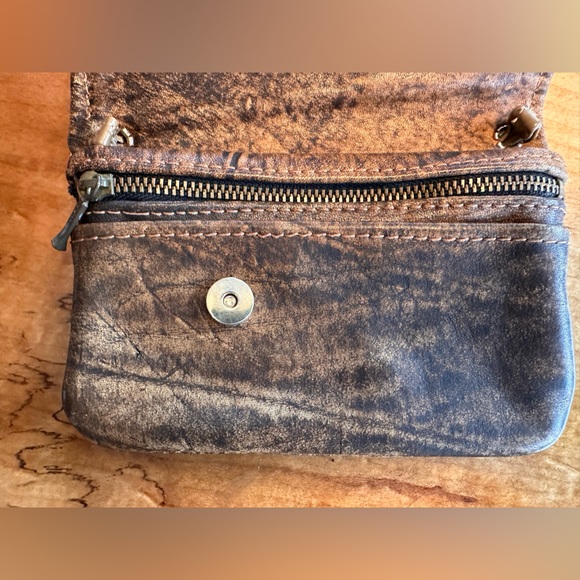 MacClay Leather Distressed Brown Crossbody Bag Handmade Sm 4x6 Marbled Rustic - Picture 14 of 15